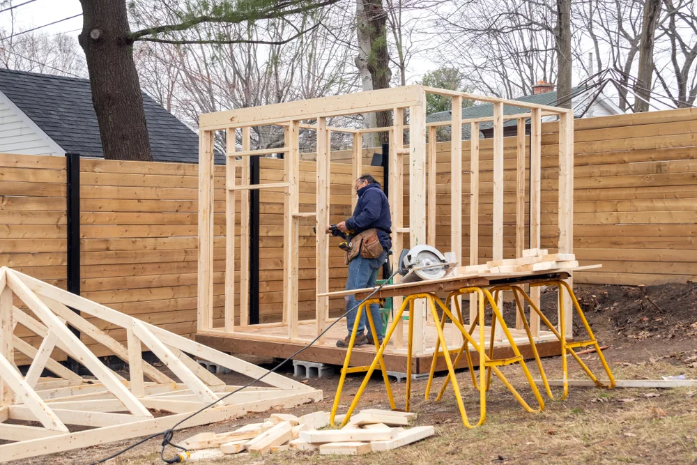 Man Building a shed